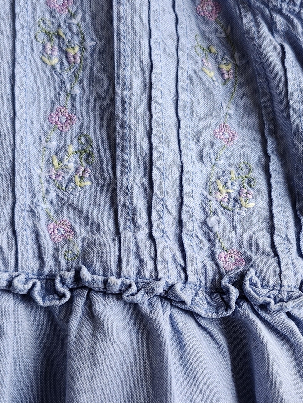 Gilligan O'Malley Blue Cotton Embroidered Nightgown Dress L Cottage - Picture 5 of 6
